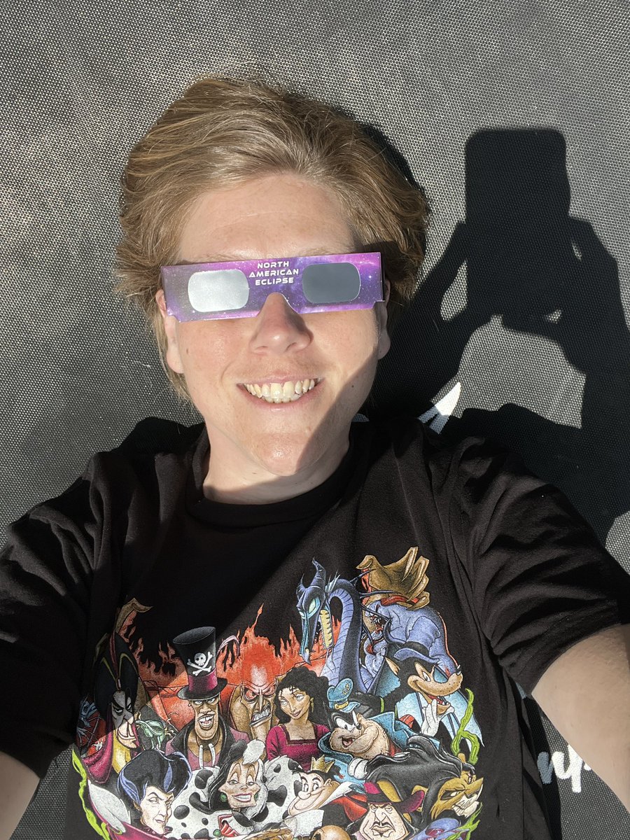 Watched the #SolarEclipse2024 from the trampoline.  Thank you <a href="/AlvaradoISD/">Alvarado ISD</a> for giving us the day off to fully experience this once in a lifetime event.