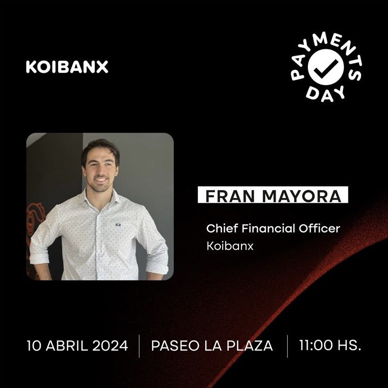 Cuenta regresiva #PaymentsDay🎉 Fran Mayora, nuestro CFO, será entrevistado exclusivamente por @PabloWende en el gran evento revolucionario de los medios de pago de Argentina y Latam. 📆 Mié 10 de Abril, 11:00hs Congreso + Streaming + Expo + Networking. ¡Te esperamos! 🚀