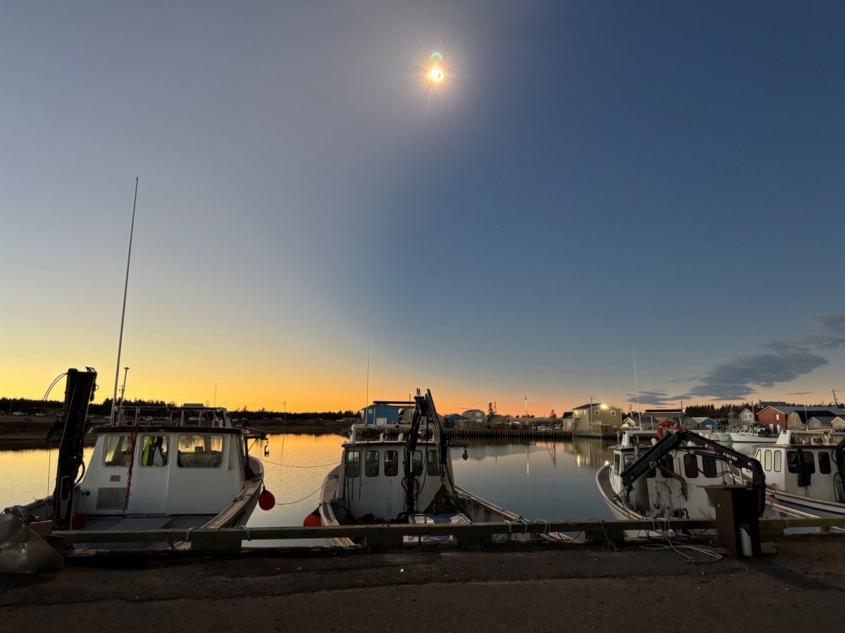Malpeque wharf this afternoon during the solar eclipse.