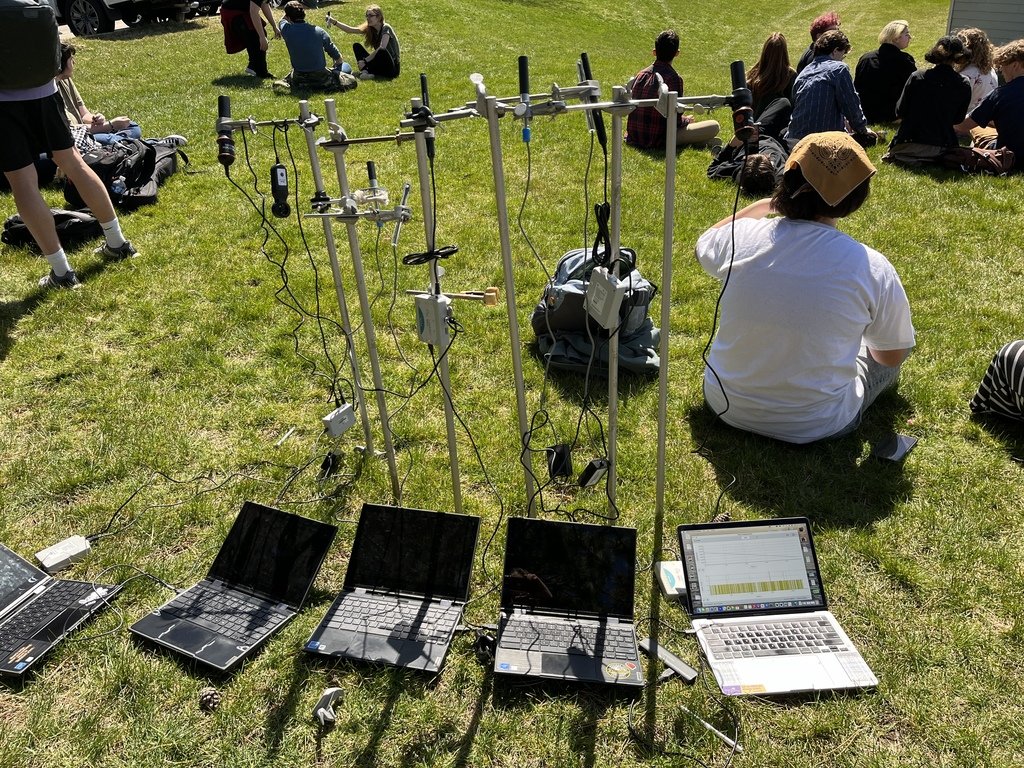 ☀️ 🌙 We had fun watching the eclipse! Science students measured wind, temperature, magnetic field interference, humidity, light intensity and UV/AB. There were also eclipse-related snacks. #WarriorReady156 #totaleclipse2024