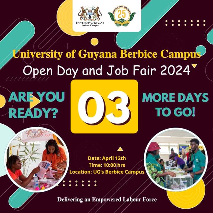 Hey Berbice, Get Ready, Just 3 days Before the Ultimate Event! The University of Guyana’s Berbice Campus Open Day and Career Fair 2024! UGBC’s Academic Divisions and Service Units are gearing up to guide you towards your dream career path. Don't miss it!