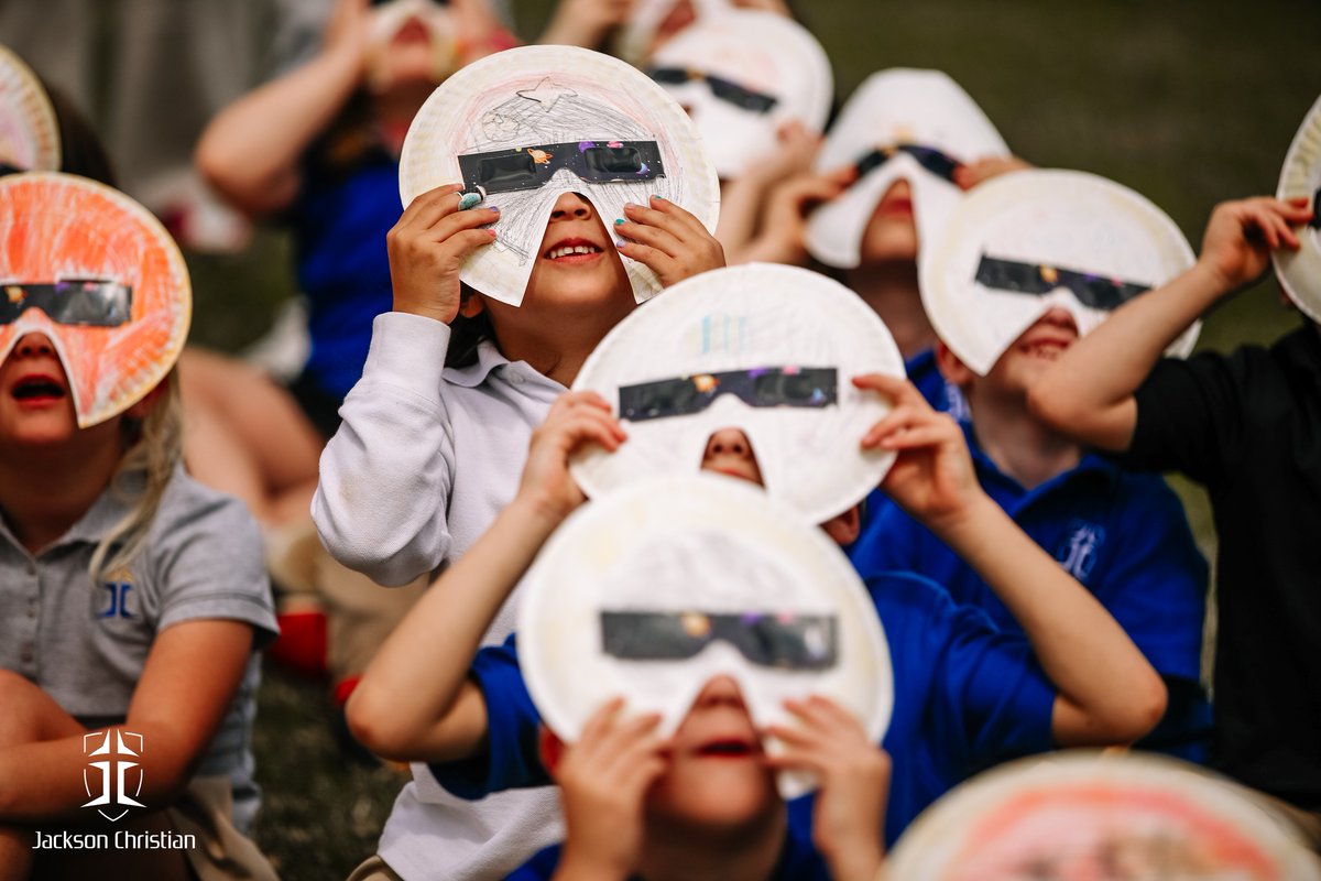 We rejoice in the greatness of God! Today our student body experienced the 2024 Solar Eclipse, and in the words of a 1st grade student, 'Wow! I see it!' Psalms 104:31-32 He who looks at the earth, and it trembles, who touches the mountains, and they smoke.