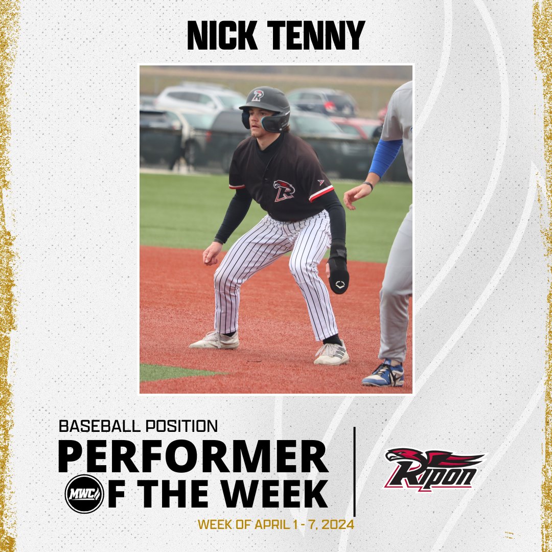 Midwest Conference (@mwcsports) on Twitter photo MWC Baseball Position Performer of the Week: Nick Tenny, Ripon College <a href="/RiponRedHawks/">Ripon Red Hawks</a> MWC Baseball Position Performer of the Week: Nick Tenny, Ripon College <a href="/RiponRedHawks/">Ripon Red Hawks</a>