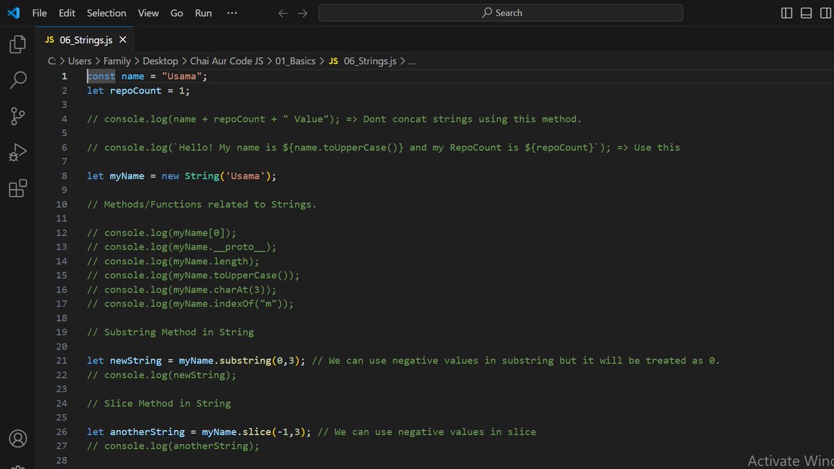 SyntaxSam405's tweet image. Day 20 Update: 
Currently diving deeper into JavaScript! Learned the basics and now exploring string manipulation and its methods like trim, split, and slice etc. Exciting progress ahead! 💪 
#100DaysOfCode 
#JavaScript