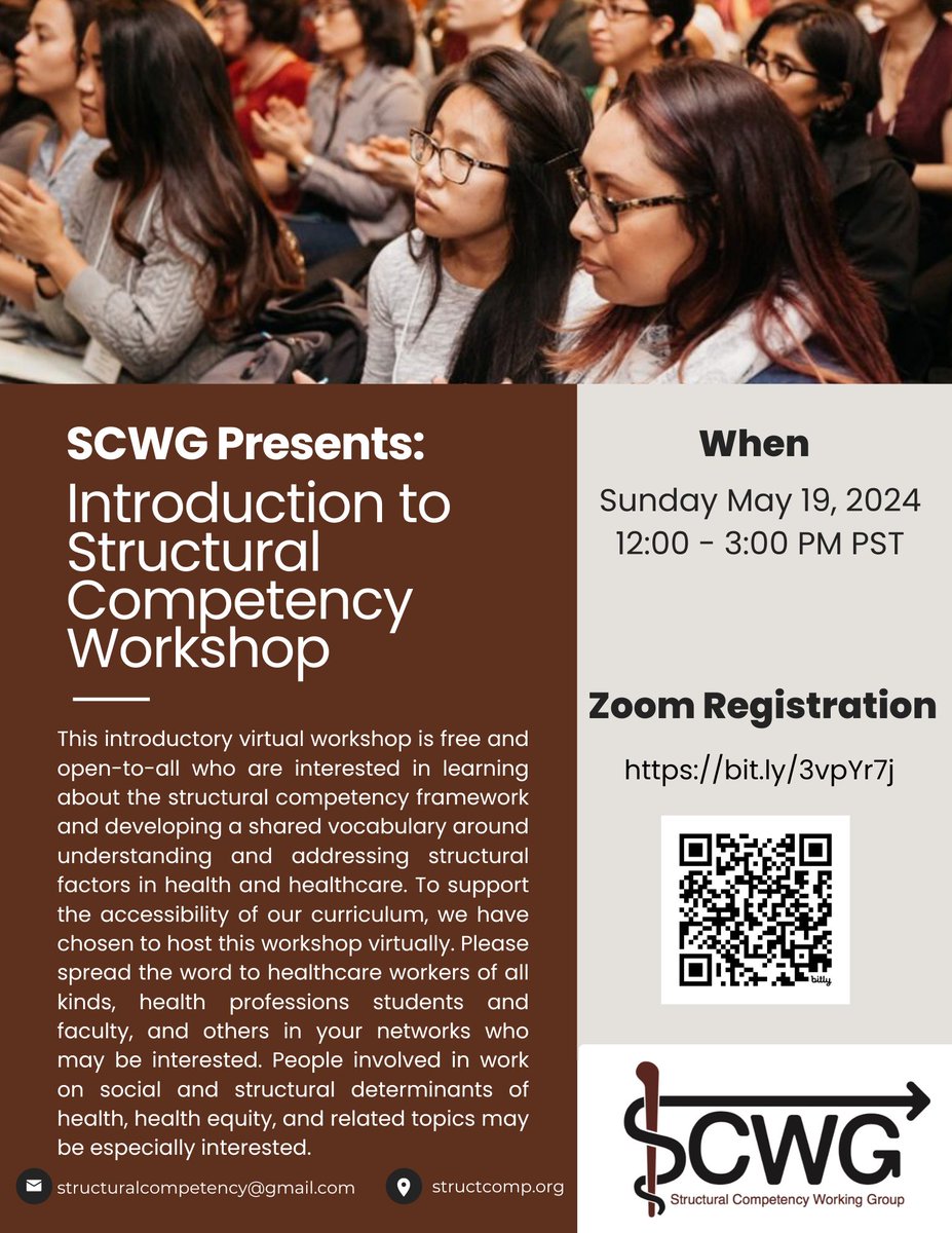 Free introduction to structural competency: a virtual workshop on Sunday 5/19 facilitated by fantastic colleagues and open to all healthcare workers, students, etc. Register in advance here us06web.zoom.us/meeting/regist…