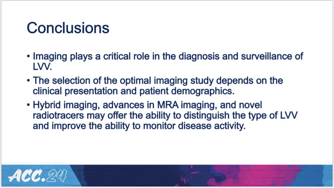 What a CardioRheum session! Fantastic talk on: ASCVD risk stratification/management on rheum disease (RA/SLE) by @Bweber04 Imaging modalities in large vessel vasculitis by Dr. Osborne Two cardiac inflammation extraordinaire! #ACC24