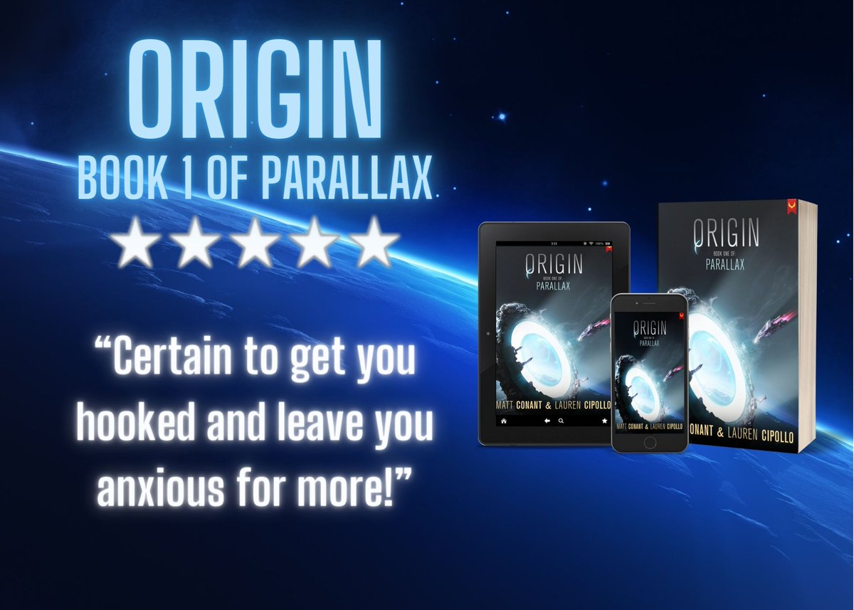 TOMORROW! PARALLAX: ORIGIN, my first novel, debuts in e-book, paperback and audio! My co-author @MedicLinden and I are so excited to share this universe with you. The book is getting universally great early reviews, so please share this with the sci-fi fan in your life.