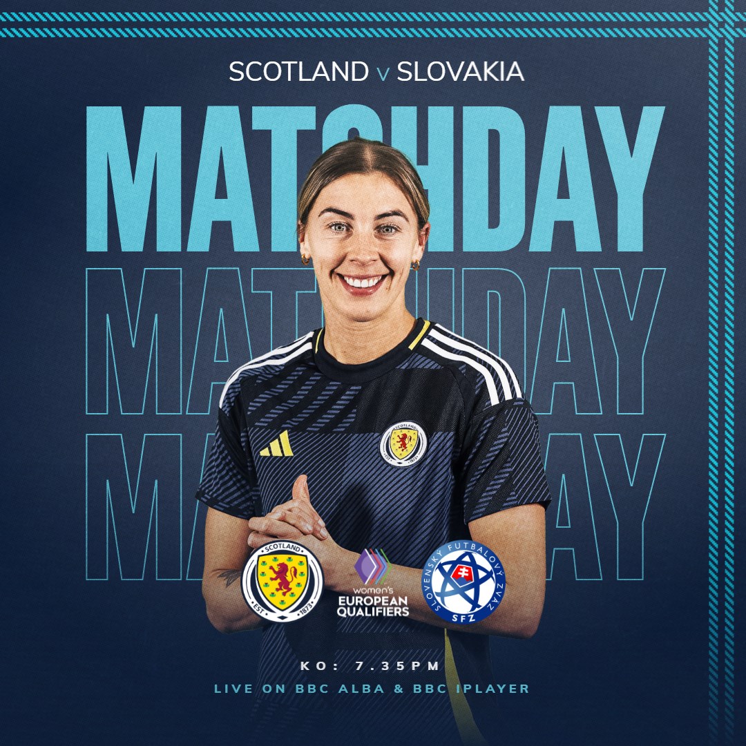 Back in action tonight 🏴󠁧󠁢󠁳󠁣󠁴󠁿

🆚 Scotland v Slovakia
🏆 @WEURO qualifiers
⏰ 7.35pm
🏟️ @HampdenPark
📺 Live on @bbcalba & @BBCiPlayer
🎟️ Tickets: tickets.scottishfa.co.uk
➡️ Preview: scotfa.co/swntsvkprv

#SWNT | #SCOSVK