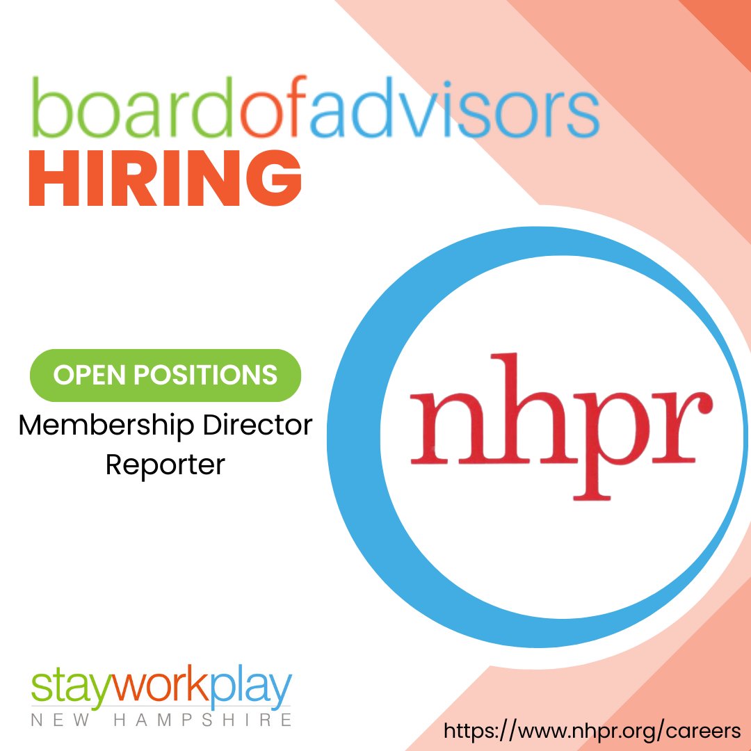 For over 40 years, Board of Advisors member New Hampshire Public Radio has served as New Hampshire's leading news organization. And, they're hiring! Learn more about the application process via the link below. 🔥 nhpr.org/careers