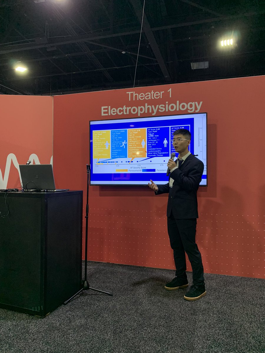 So honor to present our amazing team work at #ACC2024 about continuous severity score for PaAF and PeAF generated from machine learning model. Can track your AF patients severity scores to monitor the progression in future! @nmarrouche @TulaneTriad @swatirao24 @EoinDonnellan1