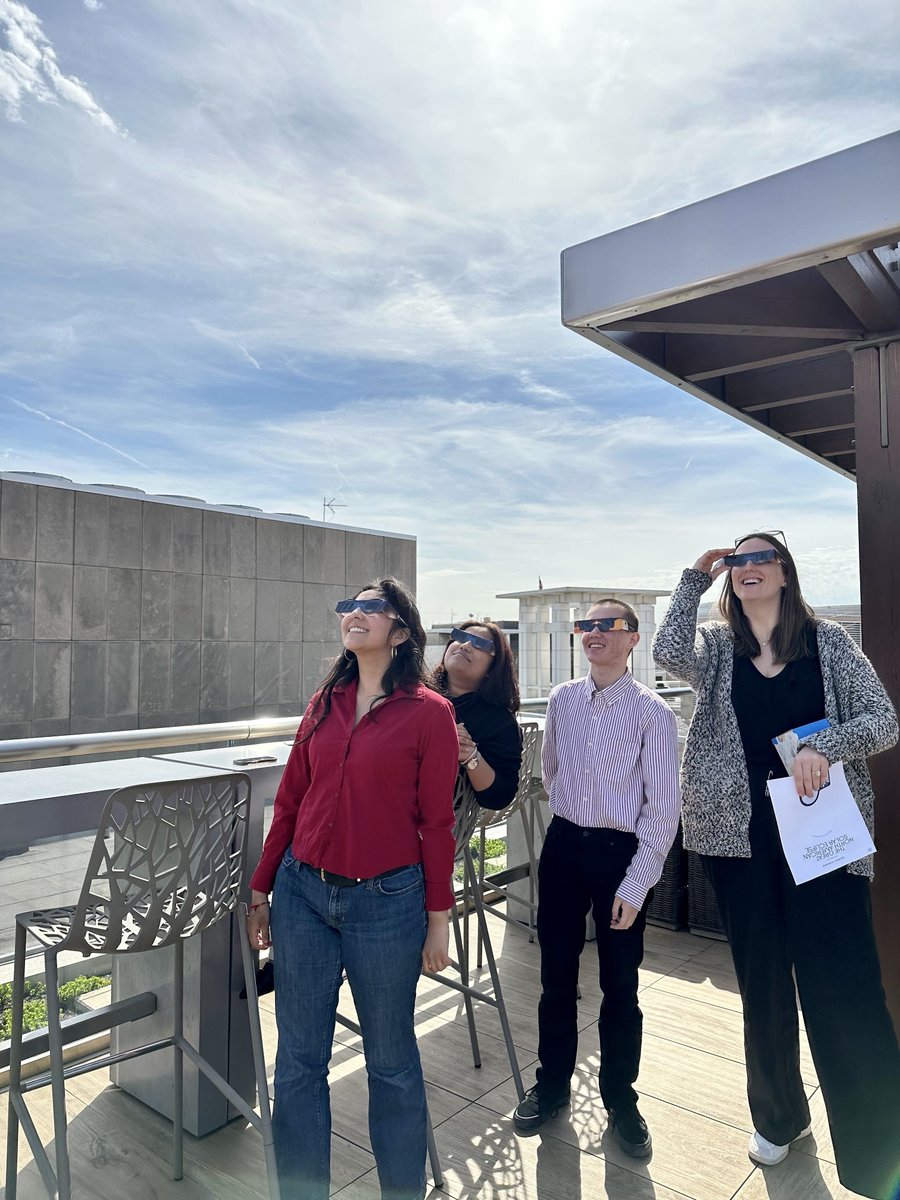 Just some of the Glen Echo Group crew taking in the #Eclipse2024 views from our DC office rooftop 😎🌙