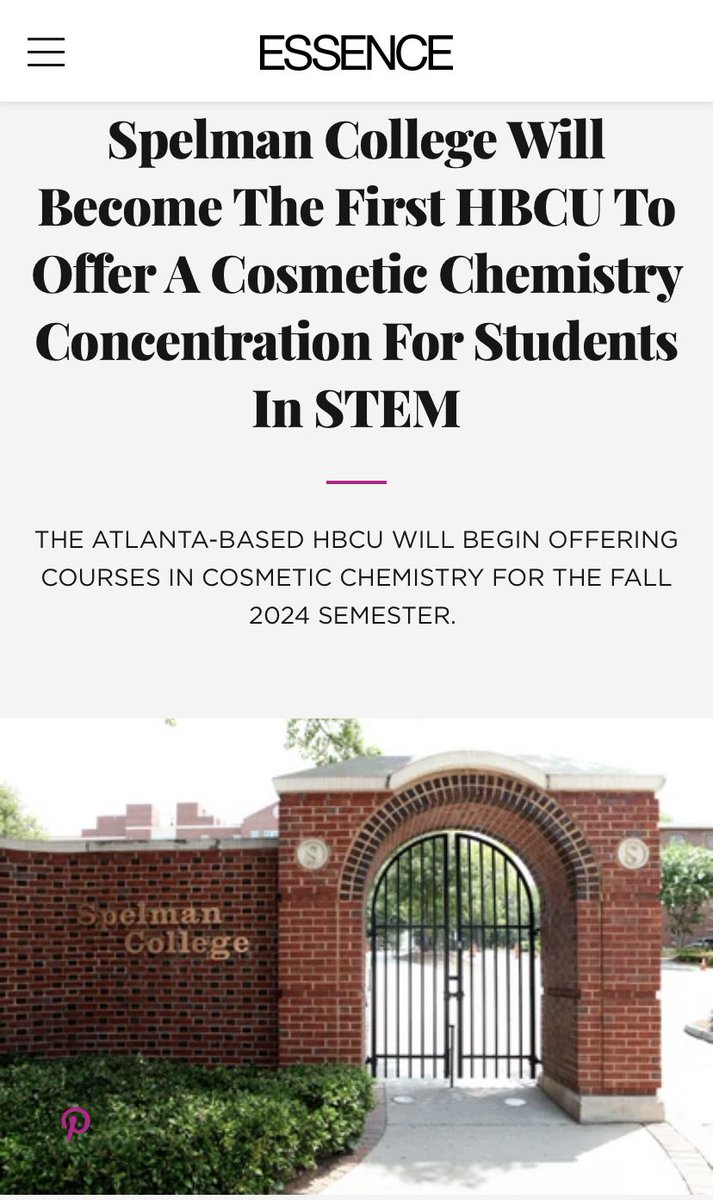 Spelman College will become the first HBCU to offer #comesticchemistry! essence.com/education/spel…