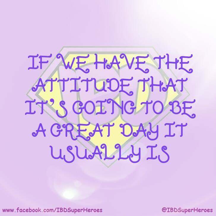 #MondayMotivation

'If we have the attitude that it’s going to be a great day, it usually is.' 

✨

#IBDSuperHeroes 💜 
#Crohns #Colitis #IBD #CrohnsDisease #UlcerativeColitis #IBDawareness #CutTheCrap #IBDVisible #IBDBeyondBorders #MakingTheInvisibleVi… instagr.am/p/C5g1vlgNbp4/