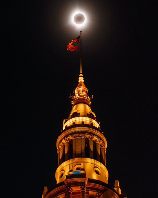 Downtown #Cleveland at approximately 3:15 p.m., today. Incredible. #Eclipse2024