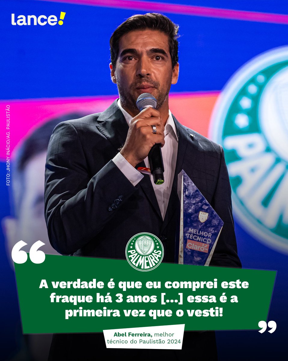 E VEIO AÍ! DEPOIS DE 3 ANOS GANHANDO O PAULISTÃO, ABEL FERREIRA FOI ESCOLHIDO O MELHOR TREINADOR DA COMPETIÇÃO! 🏆🟢⚪

Merecido, torcedor?! Caiu bem esse terno, hein? 

#FutebolBrasileiro #Paulistão #Palmeiras #AbelFerreira