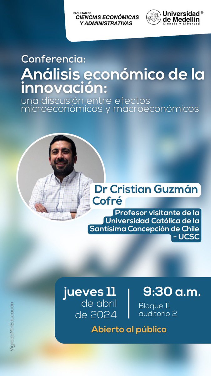 Si este jueves 11 de Abril anda por Medellín y le gusta la Innovación, acá mostraremos lo que estamos analizando para Chile y Colombia con los datos de la encuesta de innovación #innovacion #faceaucsc #UdeMedellin
