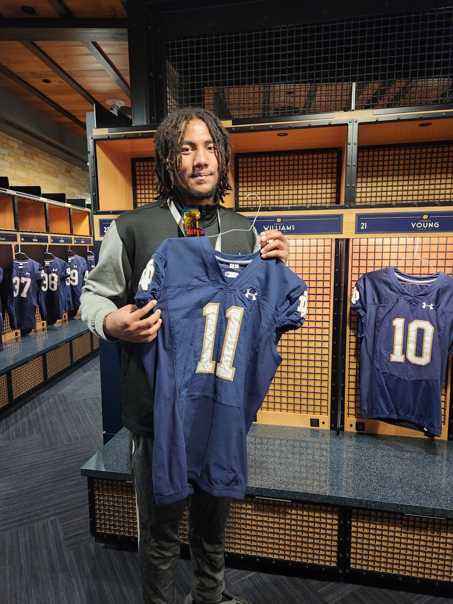 Had a GREAT day at my 1st visit to @NDFootball Thank you for the experience and the hospitality @Marcus_Freeman1 @CoachWash56 @drebrownND ... I will be back!! @mikekirschner1 @cdc372 @Coachpope40 @DBROWN57_ @KyleNeddenriep @SWiltfong_ @ErikRichardsUSA @LauerFBU @mattfreemanISD