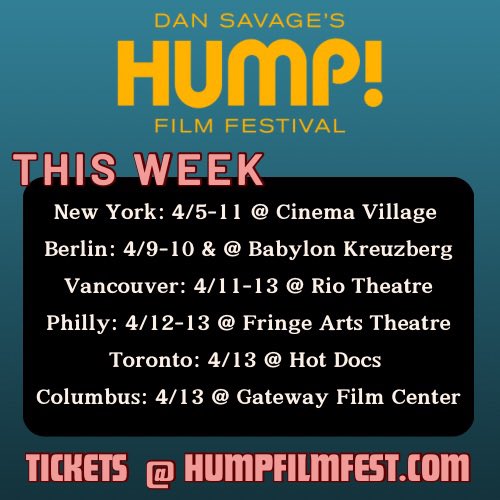 HUMP! is in six cities this week screening 23 new films with @fakedansavage hosting live in Berlin! Get tickets at humpfilmfest.com!