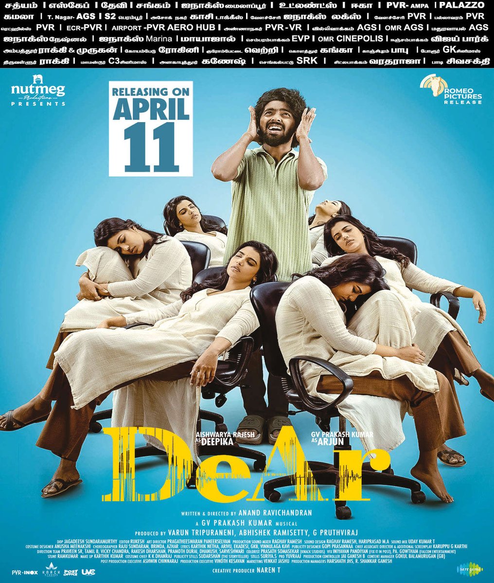 #DeAr Today Ads. Booking Open Now. Dont miss Fun Entertainment #DeArFromApril11 @tvaroon @mynameisraahul @aishu_dil @gvprakash #AishwaryaRajesh @Anand_Rchandran @jagadeesh_s_v @kaaliactor @narentnb @venkatjashu @proyuvraaj #KollywoodCinima