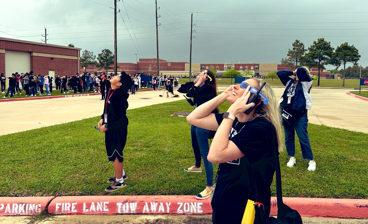 We managed to catch a few glimpses of the Solar Eclipse between the clouds! 🌑🌞 We all got so excited when it peeked through! 🤩 @spartan_speak #7LJHpride