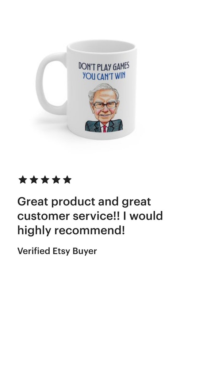 Another 5 star review from our customer! 🤩

#warrenbuffett @Etsy #coffeemug #officegift