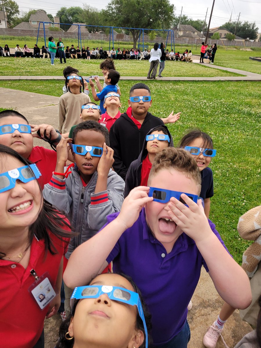 Even though it was cloudy, the skies finally cleared enough to catch a glimpse of the eclipse. Kids were excited.@PetroskyPirates