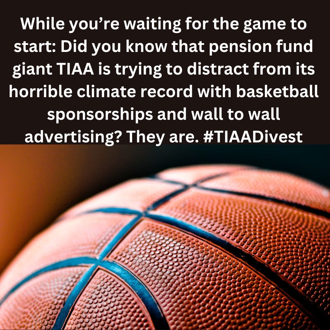 Ask your teacher or your professor if they have a TIAA account. They probably do.

It's time for retirement fund giant @TIAA to divest from fossil fuels.

#marchmadness #huskies #perdue #climatechange #basketball