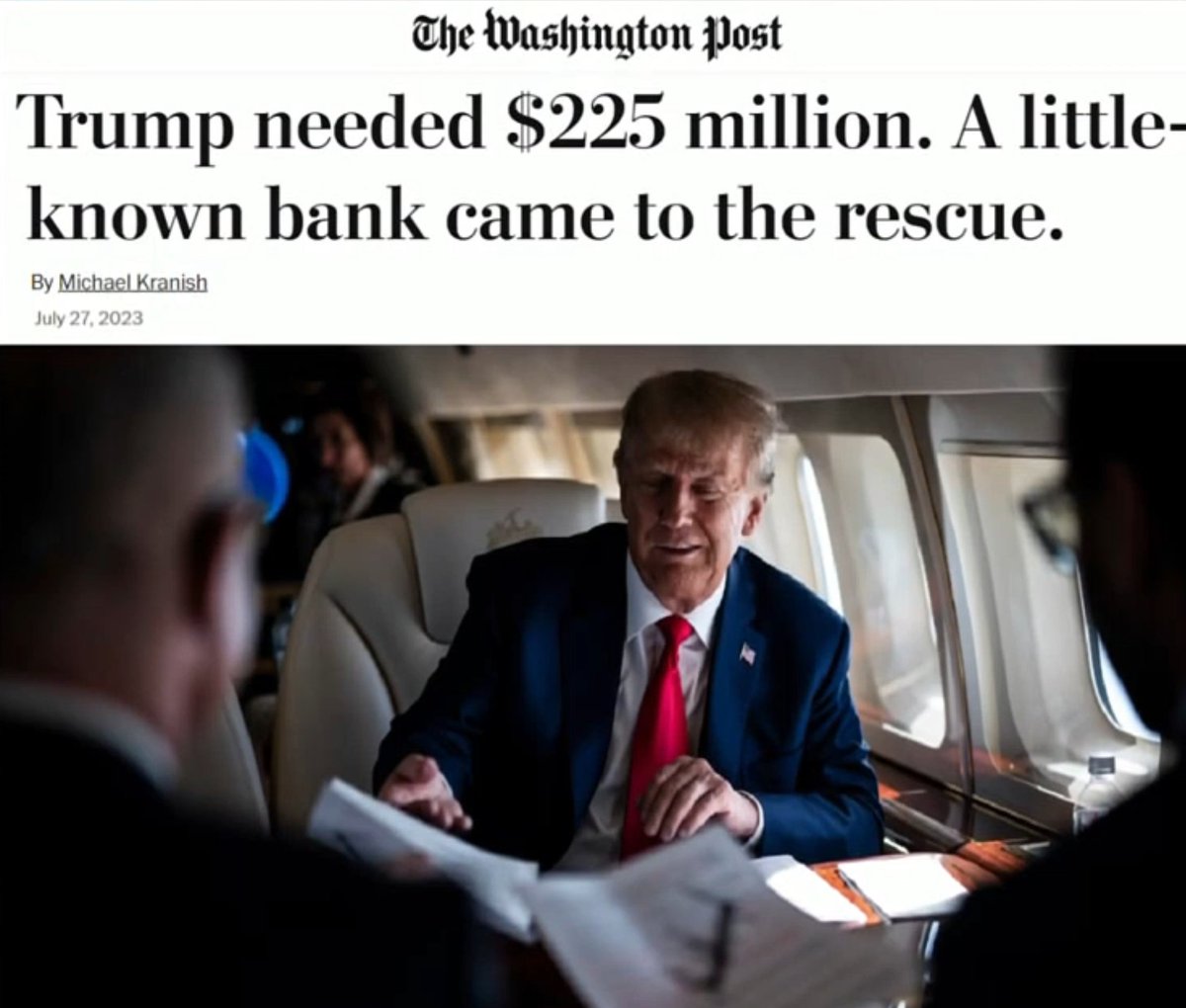 Rachael Maddow linked Trump to a bank that faked phone numbers so it could trick people into thinking florists and pizza parlors wanted to deliver to them so they would reveal their location so they could repossess their cars. This is the fellow criminal who posted Trump's bond.