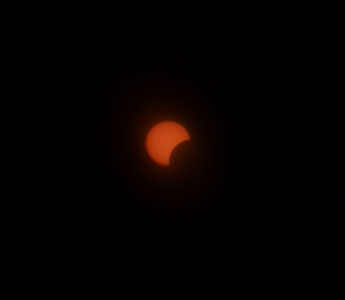 The best photo that I could get from the #SolarEclipse today with my phone. I'd say it's pretty decent