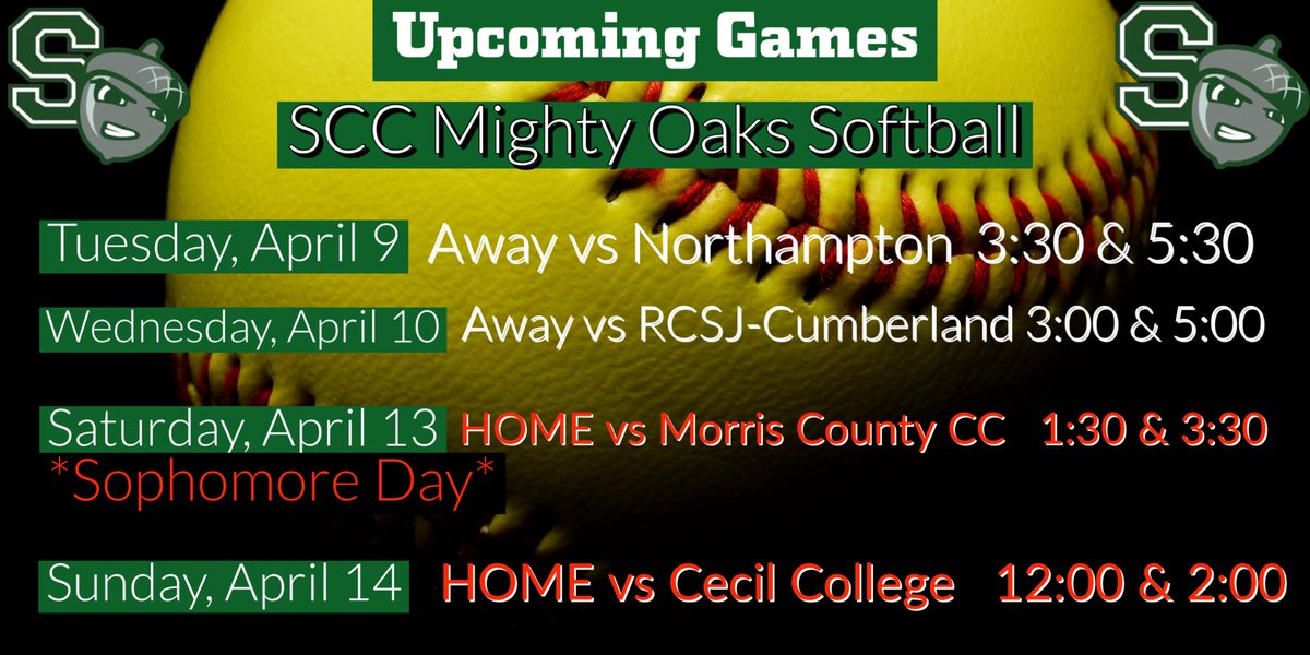 Busy week for the Mighty Oaks. Please take a look at what’s coming up!! #MightyOaks #FeartheAcorn #Team2 💪🥎