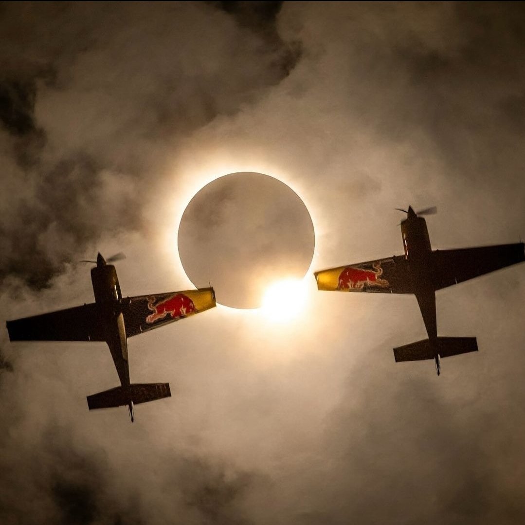 17. Today, Red Bull 'captured a photo to eclipse all others'. Pilots Kevin Coleman and Pete McLeod had to fly in tandem a mere four feet apart for this jaw-dropping stunt. Credits: Dustin Snipes, Mason Mashon and Peter McKinnon / Red Bull Content Pool
