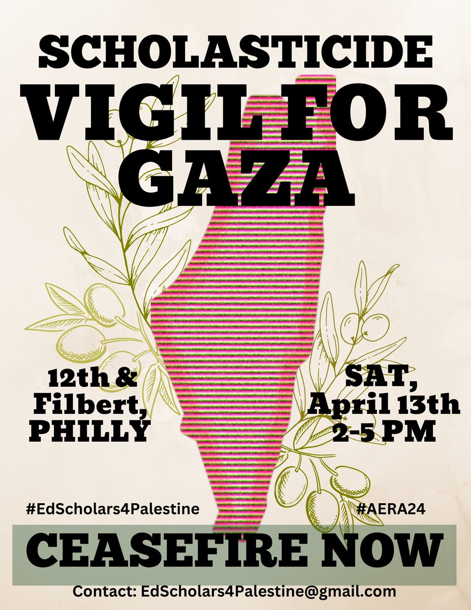 We are EdScholars4Palestine, an emerging collective organizing a Scholasticide Vigil in Philadelphia during the AERA Conference. Check out the Linktree in our profile for more info.