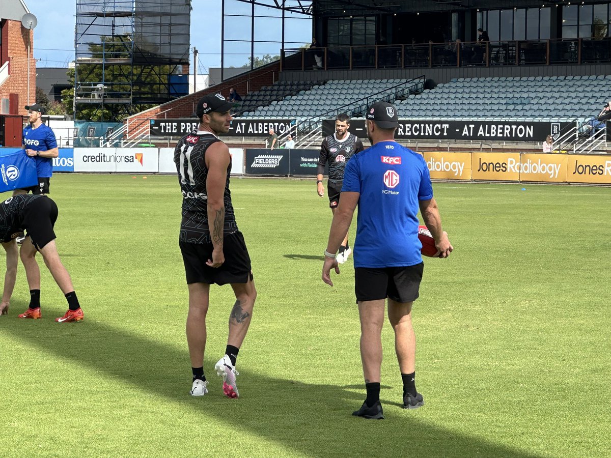 Jeremy Finlayson back at Power training. Forward still awaiting sanction from the AFL for using a homophobic slur. Club hoping for an outcome today @7NewsAdelaide