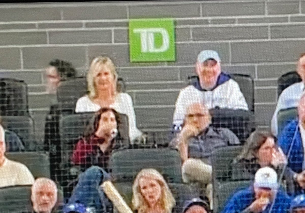 Toronto Blue Jays fans are upset that the Home Plate Lady who sat right behind the plate for years has been moved to the side with new renovations to the stadium. I’m more upset with the drab grey fake stone they used on the walls.