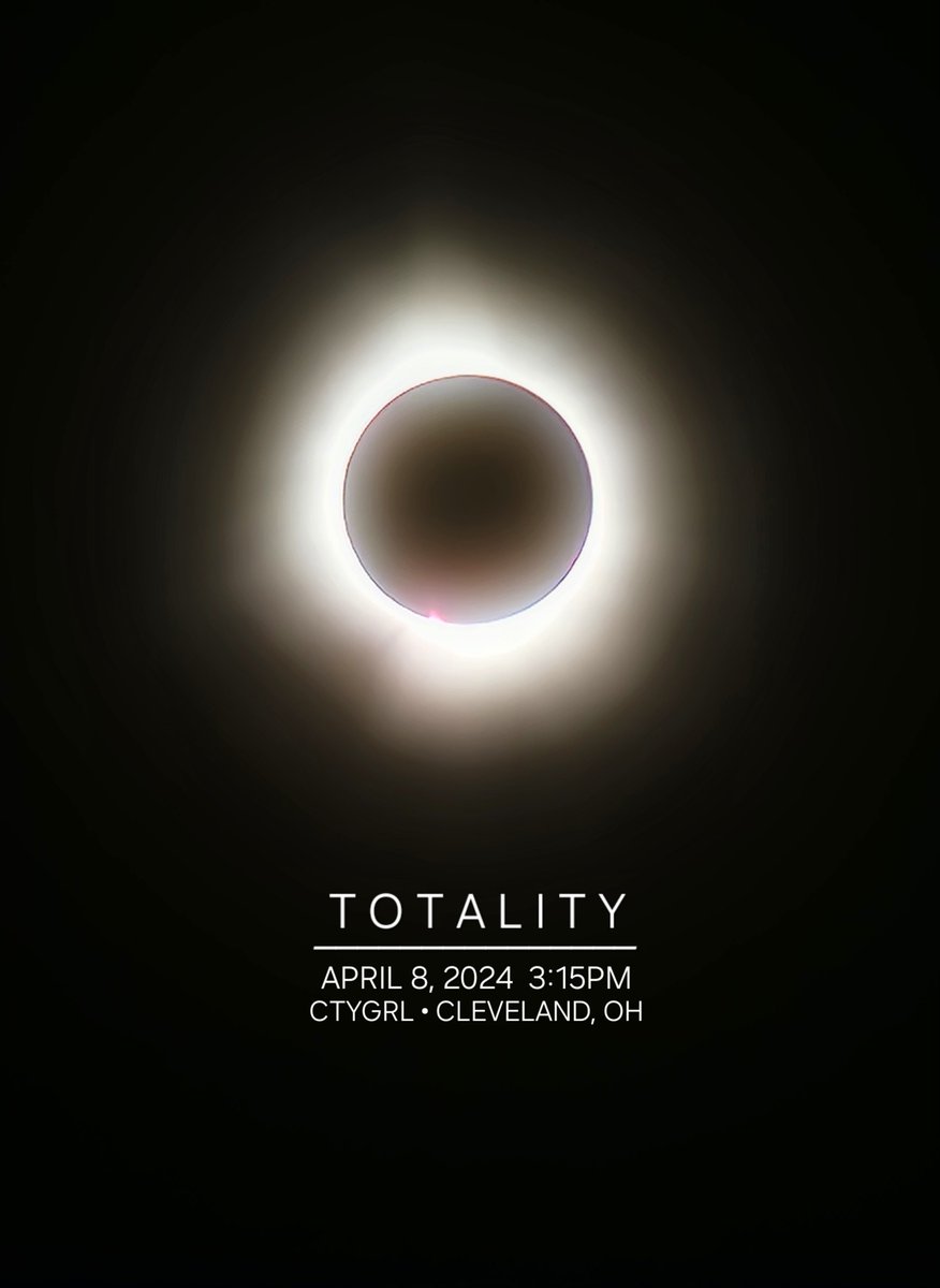 TOTALITY • April 8, 2024 3:15pm Well, now I know why people travel to see this. I wasn't going to document it, but the anticipation got to me lol Video, additional image & caption description on the other platform (link in bio). #Cleveland