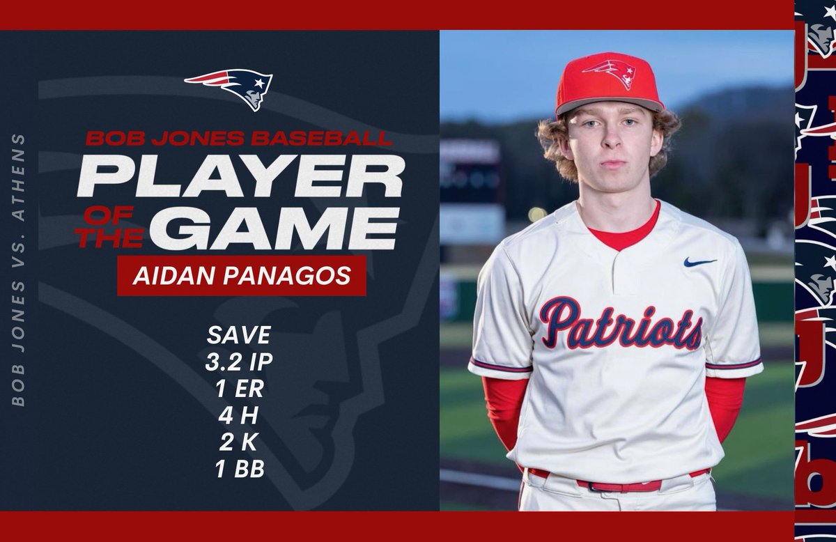 Pats (29-6) win a well played game on the road with Athens! Next up is our area series with Florence on Friday/Saturday. @AidanPanagos wins the shirt with an incredible performance out of the pen for the save! This was also @MKelsey45’s 500th win at Bob Jones that he’s been a…