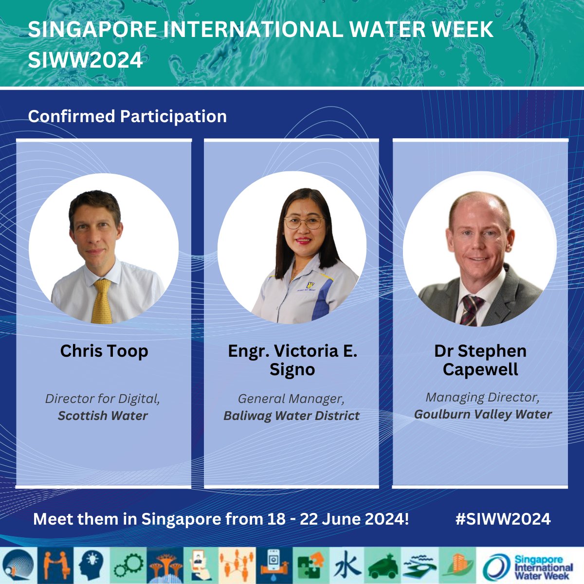 We are delighted to announce the confirmed participation of 3 global utility leaders at #SIWW2024! See who else is coming: lnkd.in/g8vyyARG Register for SIWW2024 now! lnkd.in/gfhtXBCm