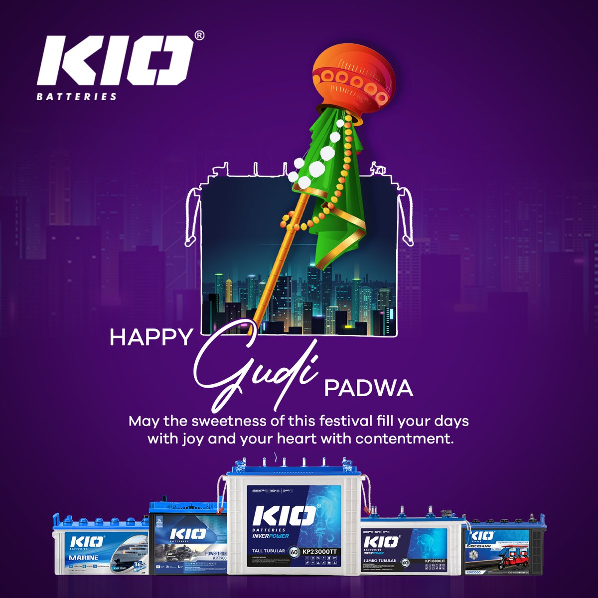 Kio wishes you a prosperous new year! May this year be the dawn of happiness and peace in your life. Happy Gudi Padwa!

Follow us : @kiobatteries 

#MaharashtrianNewYear #GudiPadwa #GudiPadwa2024 #UgadiGudiPadwa #FestiveSeason #NewBeginnings #Maharashtra #kiobatteries