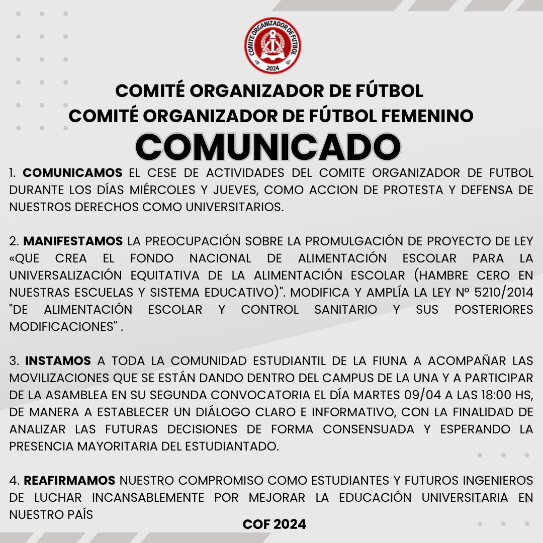 COMUNICADO OFICIAL.