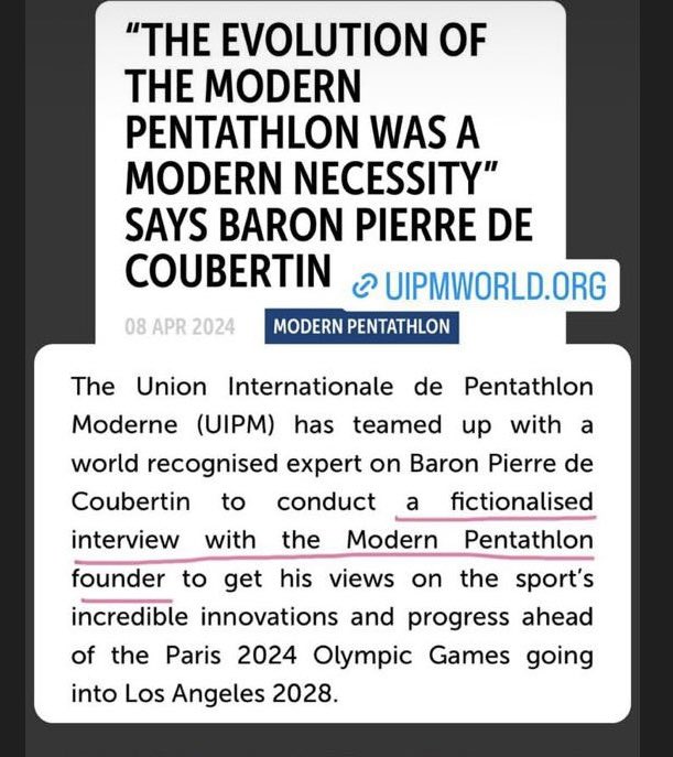 This is a sick and, quite frankly, weird attempt by @WorldPentathlon to justify a change to its sport in a desperate attempt to keep it on the @olympics programme, despite many still opposing it uipmworld.org/news/pierre-de…