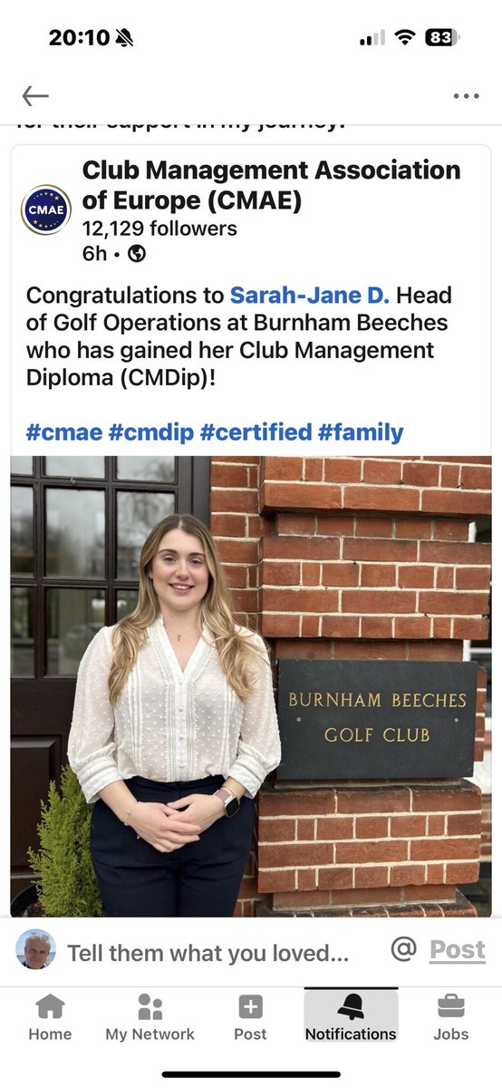 Well done SJ on attaining her Club Management Diploma <a href="/CMAEurope/">Club Management</a>