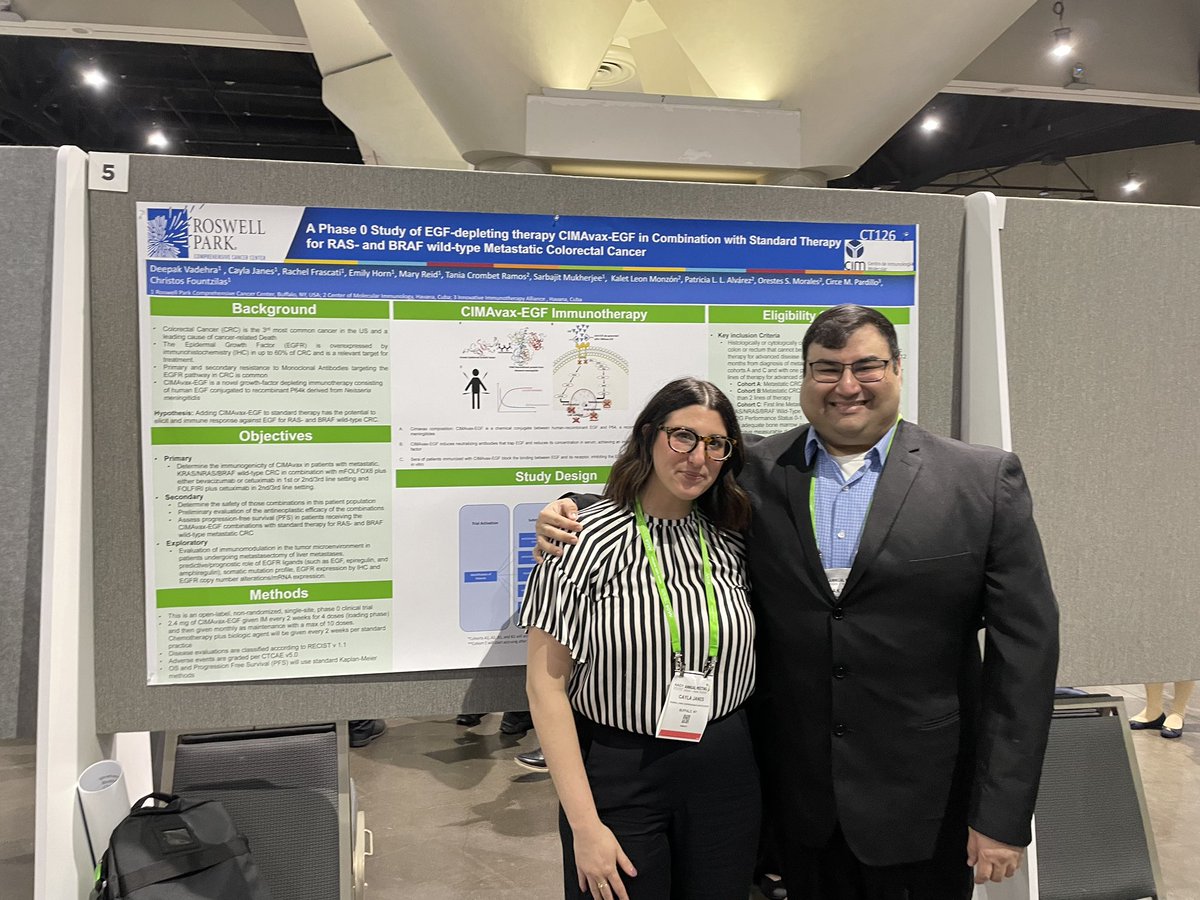 Team CIMAvax CRC presenting our poster at #AACR2024. Stop by section 49 poster 5 today at the AACR conference. We would love to talk about the trial and tacos with you. @AACR @RoswellPark
