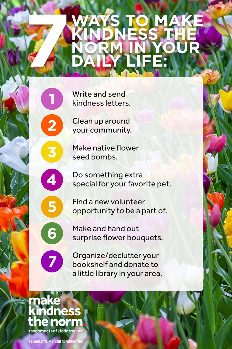 🌸 Embrace the spirit of spring with these kindness ideas! 🌼 Let's spread love and positivity as we bloom into a new season. Which one will you try first? Get inspired to #MakeKindnessTheNorm: buff.ly/43I7P1i