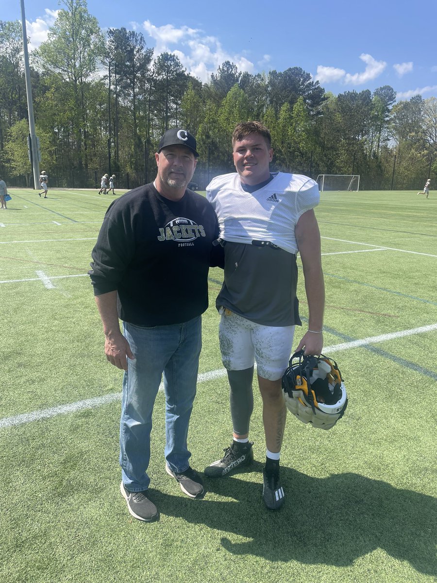 Great day watching this dude and @kennesawstfb practice this morning. Proud of @gatlinhancock! He has put in the work this offseason! #ProudCoach