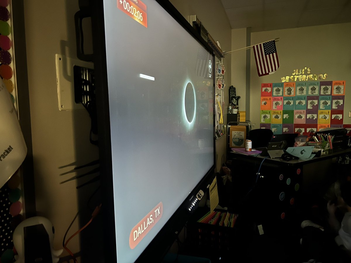 Happy Solar Eclipse day! 🕶️☀️🌑 Wasn’t the weather we were hopping for, but still got to watch it live on NASA! #SolarEclipse2024 @CFISDWells