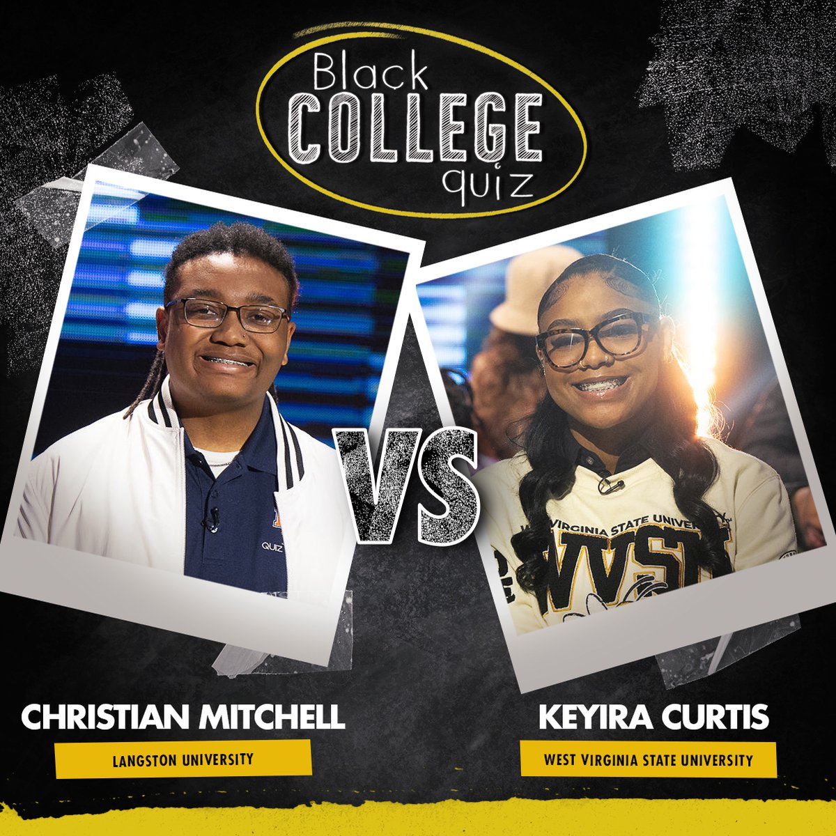 Witness the ultimate showdown as two brilliant students go head-2-head on the @blkcollegequiz! @LangstonU vs. @WVStateU. Who will emerge victorious? Find airing info at blackcollegequiz.com #BlackCollegeQuiz #GameOn #hbcu #hbcupride #bcq #langstonuniversity #westvirginiastate