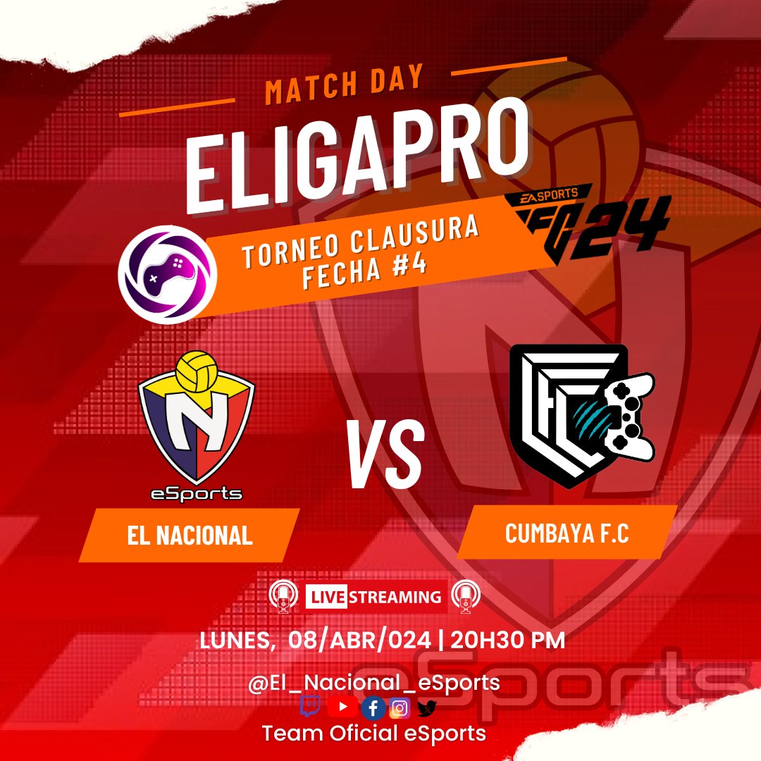 ¡¡¡ HOY JUEGA EL #BITRIgaming !!!
🎮TORNEO CLAUSURA 2024 #eafc24🏆
¡Match Day 🎮⚽️ #BITRIgaming ⚽️🎮!
🏆 <a href="/eligapro/">eLigaPro Ecuador</a> ⚽️Torneo Clausura 2024
🗓 Fecha # 4️⃣
📆📌08/ABR/024 20H30 🕐
🆚️ <a href="/CumbayaFC/">CUMBAYA FC</a>  #eSports 🎮
🎥 On Stream 💻
🔗 youtube.com/@iangordillo90…