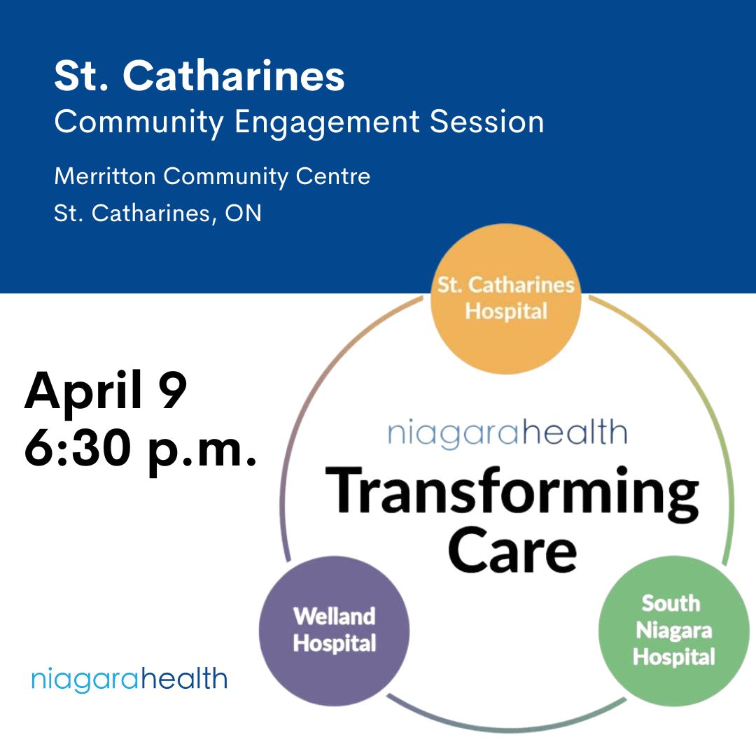 We are hosting a community event in St. Catharines tomorrow, where we’ll be discussing the importance of delivering seamless care across #Niagara. We invite members of the community to attend or watch the livestream: niagarahealth.on.ca/site/our-futur… Livestream: youtube.com/watch?v=3fzM5K…