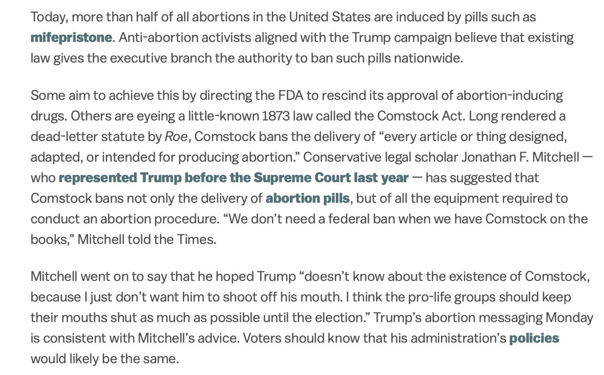 This will shock and sadden many of you, but Donald Trump's implicit promise that he will leave abortion policy to the states might not be on the level! vox.com/politics/2024/…