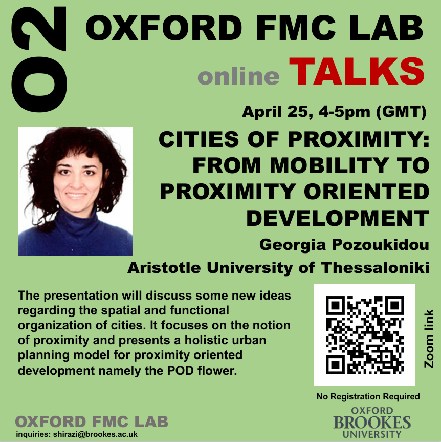 A new talk from the @oxfordbrookes Fifteen Minute City Lab on 25 April: Cities of Proximity: Proximity oriented development 25 April 4pm. Zoom link (no registration required) brookes.zoom.us/j/87195610295
